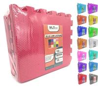 MATVIZE Eva Foam Baby Play Mat - 12Pcs (29x29cm) 8mm Thick Soft Red Interlocking Floor Tiles, Waterproof, Non-Slip, Safe & Comfortable Matting for Kids, Child’s play (Red, 12 Pack)