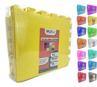 MATVIZE Eva Foam Baby Play Mat - 12Pcs (29x29cm) 8mm Thick Soft Yellow Interlocking Floor Tiles, Waterproof, Non-Slip, Safe & Comfortable Matting for Kids, Child’s play (Yellow, 12 Pack)