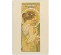 Matvsd Kohecs Alphonse Mucha Poster《La Primevere》Wall Art Retro Lady Prints Alphonse Mucha Canvas Painting Retro Picture for Home Wall Decor 30x40cm Frameless