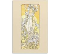 Matvsd Kohecs Alphonse Mucha Poster《The Lily 》Wall Art Retro Lady Prints Alphonse Mucha Canvas Painting Retro Picture for Home Wall Decor 30x40cm Frameless