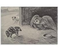 Matvsd Kohecs Between Two Foes By Louis Wain Poster and Prints Vintage Wall Art Louis Wain Canvas Painting Animal Picture for Living Room Decor 40x65cm Frameless