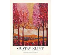 Matvsd Kohecs Gustav Klimt Poster《Pink Tree Landscape》Canvas Painting Gustav Klimt Wall Art Abstract Prints Colorful Picture for Office Decor 30x45cm Frameless
