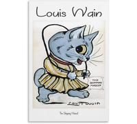 Matvsd Kohecs Louis Wain Cat Illustration Poster Animal Canvas Prints The Skipping Mascot Painting Louis Wain Wall Art for Home Wall Decor 40x65cm Frameless