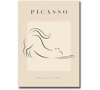 Matvsd Kohecs Pablo Picasso Line Prints Picasso Stretching Cat Poster Picasso Canvas Wall Art Picasso Painting Aesthetic Picture for Home Decor 40x65cm Frameless
