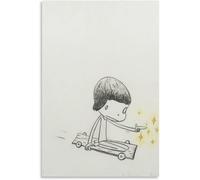 Matvsd Kohecs Sitting on the skateboard by Yoshitomo Nara Poster and Prints Cartoon Canvas Picture Yoshitomo Nara Art Painting for Home Decor 30x45cm Frameless