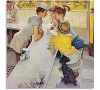 Matvsd Kohecs Soda Jerk by Norman Rockwell Wall Art Norman Rockwell Poster and Prints Illustration Painting Canvas for Home Decor Picture 50x50cmx1 No Frame