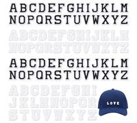 Matwsec 104 PCS Iron on Patches Letters 0.7 in 26 Alphabet A-Z Black&White | Letter Patches Iron on Fabric Letters 4 Sets of Embroidered Alphabet A-Z Sewing Label for Clothing Hats Backpacks Socks Jeans