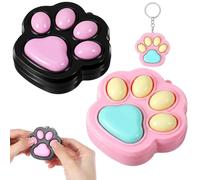 Matwsec 2 Pcs Cat Paw Fidget Keychain, Clicker Fidget Toy | Fidget Clicker Key Chain, Clicky Fidget Toys, Cute Mini Fidgets, Anxiety and Stress Relief for Adults, Black Pink, Pink Green