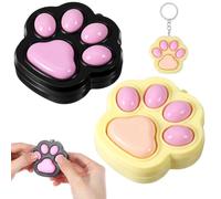Matwsec 2 Pcs Cat Paw Fidget Keychain, Cute Clicker Fidget Toys | Paw Decompression Toy, Mini Sensory Toy, Fidgets Clicker Anxiety and Stress Relief for Adults Pass The Time Office Travel