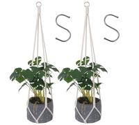 Matwsec 2 Pcs Hanging Planter Macrame Plant Hanger with Metal Ring Plant Holder Hanging for Indoor Plants Boho Home Decor Decorative Braided Cotton Rope Flower Pot Holder