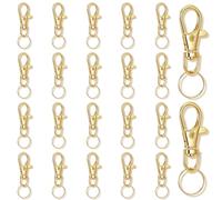 Matwsec 20 Sets Gold Lobster Claw Clasps Swivel Snap Hooks | Keychain Clasp with 20PCS Assembled Key Chain Rings for DIY Key Chain Keyrings Crafts Bag Purse Tag Jewelry Making