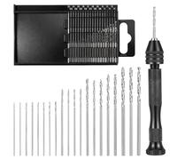 Matwsec 21 PCS Micro Drill Bit Set Pin Vise Hand Drill Brocas para Metal | Micro Drill Bits Mini Drill, Metal Pin Vise Hand Drill Set, 20 Twist Drill Bits with Storage Case for Jewelry Model DIY