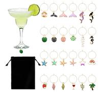 Matwsec 24PCS Wine Glass Charms Drink Charms for Beach Themed Party Wedding Reception Summer Christmas Decorations Wine Stem Glasses Tasting Party Supplies