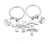 Matwsec 25th Wedding Anniversary Present Silver Wedding Anniversary Present Puzzle Keyring for Couples Husband Wife Mr & Mrs Presents