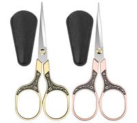Matwsec 2PCS Embroidery Scissors Vintage Crochet Scissor with Cover Small Scissors for Sewing Cross Stitch Embroidery DIY Crafts Arts Tools