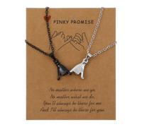 Matwsec 2PCS Promise Necklace for Him Matching Necklace for Couples | Pinky Promise Necklace for Couples, Matching Necklaces for Him and Her, Sweet Couple Gifts to Share Love & Connection