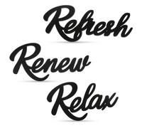 Matwsec 3 Pcs Black Bathroom Wall Decor, Bathroom Wall Art Wooden Signs with "Relax Renew Refresh" for Farmhouse & Modern Bathroom Decor, Spa Style Bath Decor for Home, Office, Relaxing Space