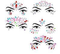 Matwsec 5 Sets Face Gems for Women Self Adhesive Face Jewels Stick on for Christmas Festival Music Rave Festival Carnival Party Makeup Decorations