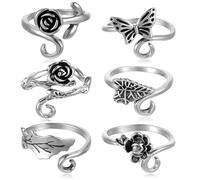 Matwsec 6 PCS Crochet Ring for Finger Adjustable Tension Rings for Crafts Crocheting Lovers Mother Grandma Gifts Essential Crochet Ring Accessories