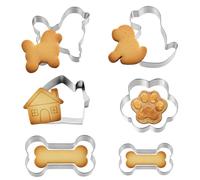Matwsec 6 Pcs Dog Cookie Cutter Set, Stainless Steel Dog Bone Cookie Cutter, Assorted Sizes Dogs Treat Molds, Paw Print Cookies Cutters for Homemade Baking Theme Party Cat Homemade Treats
