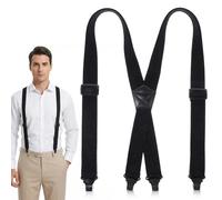 Matwsec Heavy Duty Braces for Men Trousers, Adjustable Elastic Suspenders with Clips for Pants, Strong Hold for Work & Daily Use (Black)