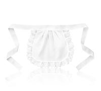 Matwsec Maid Apron 35X28cm White Waist Apron with Ruffle for Kitchen Cleaning Small Ruffles Half Aprons for Party Cosplay Maid Outfit Costumes Dress Accessory Halloween Christmas
