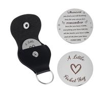 Matwsec Pocket Hug Token for Cancer Patients Must Have, Stainless Steel Double Sided Message Engraved with Leather Keychain, Thoughtful Gifts for Women and Men Christmas Valentine's Day Graduation