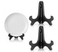 Matwsec Small Plate Holder for Display 2 Pack Decorative Plate Display Stands, Picture Holder Stand for Photos Cookbooks, Table Easel Stand for Home Decor Black