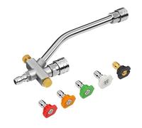 MATXREE Pressure Washer Foam Cannon Dual-Connector Lance with 1/4" Quick Connect, Power Washer Extension Wand for Adjustable Soap Cannon, Double Tip Attachment with 5 Pressure Washer Spray Nozzle Tips