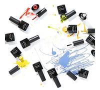 Matybobe 43Pcs Gel Nail Polish Kit Nail Polish with 1 Base Coat 1 Glossy & 1 Matte Top Coat 3 Brushes 6 Colors Glitter Soak Off Gel Gift Kit for DIY & Salon (33+3)