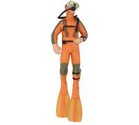 Matybobe Aquarium Diver Ornament Fish Tank Diver Model Floating Decoration Swimming Posture Adjustable Fishing Line PVC Floating with Ball for Aquarium Landscaping (Orange)