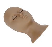 Matybobe Eyelash Extension Mannequin Head High Simulation Silicone with Detachable Eyelids for Training Beginners and Beauty Schools 28 X 14.5 X 10cm (Brown double eyelids)