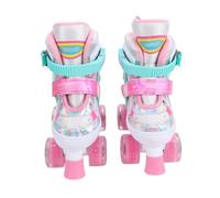 Matybobe Kids Adjustable Light Up Roller Skates with Vibrant Wheels and Safety Features, Double Row Quad Skates for Beginners, 1 Pair (M)
