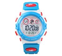 Matybobe Kids Digital Sport Wristwatch with Colorful EL Light Alarm Stopwatch W ate Display Children Boys Girls (White & Blue)