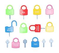 Matybobe Learning Locks Alphabet Toys Educational for Kids 3 Years Old and Up Plastic Counting Set 26 Letters 10 Padlocks (Digital unlocking)