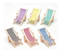 Matybobe Mini Wooden Folding Beach Chair 1:12 Scale Lightweight and Robust Design for Dollhouse Pool Decor 6 Units (Green + Black + Purple + Blue + Red + Yellow)