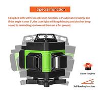 Matybobe Multifunctional 4D 16 Lines Level 3° Self-Leveling Machine USB Rechargeable Lithium Battery Leveling Tool with 1.2M 3-Heights Adjustable Alloy Extension Bar Tripod Stand