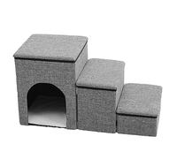 Matybobe Pet Stairs Foldable Dog Steps Comfortable and Durable Three-in-one Design Stairs with Storage and Pet House 3-Step Pet Stairs Non-Slip Dog Ramp for Small Dogs and Cats or Pets
