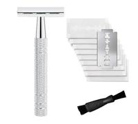 Matybobe SAFETY LONG HANDLE TRADITIONAL FOR PERSONAL CARE MATTE BLACK (Silver)