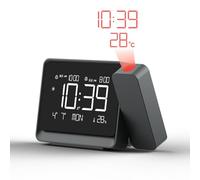 Matybobe Smart Projection Alarm Clock with BT Auto Time Sync Adjustable Dual Alarms Snooze Temperature Date Week Time Display Ambient Light Night Light Mode 12/24H Format for Bedroom