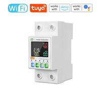 Matybobe Tuya WiFi ligent Circuit Breaker Backlit Single-Phase Energy Meter Auto-Reclosing Protector with LCD Display Support APP Remote Control Over/Under Voltage Over-Current Leakage Protecting