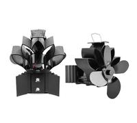 Matybobe Wood Stove Fan Heat Powered Non-Electric Lotus Shaped Heat Distribution 4-Blade Silent Flue Pipe Hanging Fireplace Fan with Magnetic Thermometer for Home Wood Burning Stove/Log Burner