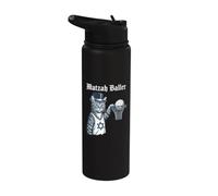 Matzah Baller Cat in Top Hat Dunking Matzah Ball Stainless Steel Insulated Water Bottle