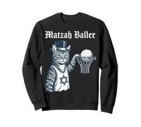 Matzah Baller Cat in Top Hat Dunking Matzah Ball Sweatshirt