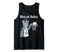 Matzah Baller Cat in Top Hat Dunking Matzah Ball Tank Top