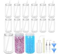 Maucircol 15 Pack Acrylic Snow Globe Tumbler, 16 Oz Pre Drilled Double Wall Snow Globe Supplies Kit, Plastic Snowglobe Tumbler Diy Kit Including Cups And Diy Tools