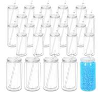 Maucircol 16 Oz Acrylic Snowglobe Tumbler, 25 Pack Pre-Drilled Double Wall Plastic Clear Cup for Glitter Snow Globe Diy, Double Wall Plastic Snowglobe Cup with Clear Lid