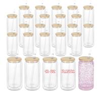 Maucircol 16 Oz Acrylic Snowglobe Tumbler, 25 Pack Pre-Drilled Double Wall Plastic Clear Cup for Glitter Snow Globe Diy, Double Wall Plastic Snowglobe Cup with Bamboo Lid