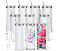 Maucircol 20 Oz Sublimation Storyboard Snow Globe Tumbler Cup, 10 Pack | innner stainless steel, outer acrylic, pre-drilled, double wall, snow globe cup, Sublimation Coating, individually boxed