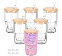 Maucircol 4 Oz Mini Snowglobe Tumbler, 6 Pack Pre-Drilled Double Wall Mini Shot Glass Tumbler Cup For Glitter Snow Globe Diy